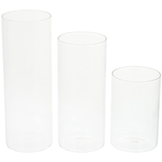 Angoily 3 x Zylindervasen aus Glas, zylinderförmige Vasen aus transparentem Glas, für Tischaufsätze, Uragan-Kerzenhalter aus Glas, für Stumpenkerzen, schwimmende Vase, zur Dekoration von
