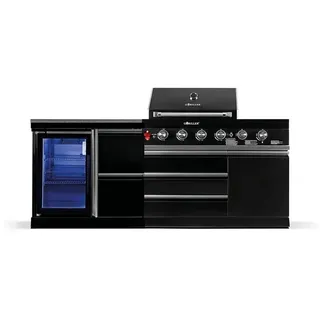 Goriller Outdoorküche, Schwarz Hochglanz, Metall, 217x90x58 cm, Grills & Outdoor-Küchen, Gasgrills
