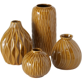 4 x Vase Zalina Porzellan braun Höhe 9-19 cm