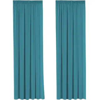 H.VERSAILTEX Gardine blickdichte, Petrol VerdunkelungsGardine mit Kräuselband, Energiespar & Wärmeisolierend, 2 Stück 182 cm x 116 cm (H x B), 2er-Set