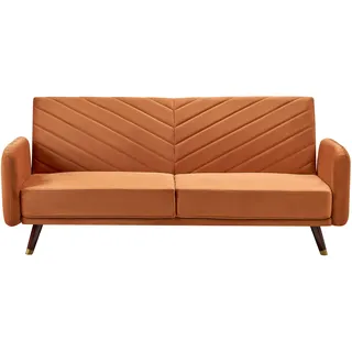Beliani Schlafsofa Samt 3-Sitzer Orange