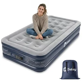Sekey Luftbett mit Pumpe Gästebett Luftmatratze Selbstaufblasend 203 x 102 x 40 cm Grau