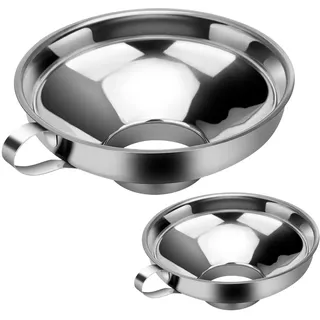 Marmeladentrichter 2 Pack Edelstahl Trichter Einfülltrichter, mit Griff Groß Und Klein Küchentrichter Set Große Öffnung für Gewürzen, Flüssigkeiten, Pulver, Bohnen, Konfitüre