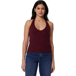 Amazon Essentials Damen Geripptes Halter-Neckholder-Top aus Baumwolle, Dunkles Burgunderrot, L