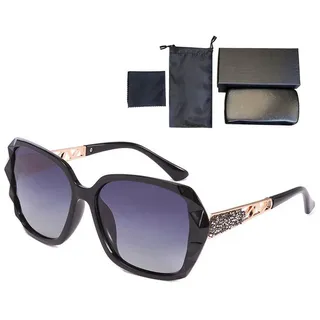 Rnemitery Sonnenbrille Damen Klassisch Groß Sonnenbrillen UV400 Schutz Polarisiert brillen schwarz