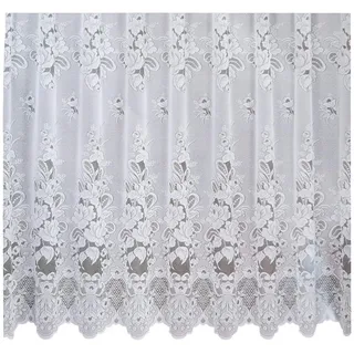 Ilkadim Fertiggardine 300cm x 150cm Gardine Store Weiss Rosen Kräuselband Vorhang