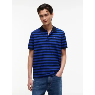 Poloshirt TOMMY JEANS "TJM REG STRIPE POLO EXT", Herren, Gr. M, blau (providence blau stripe), Jersey, Obermaterial: 100% Baumwolle, gestreift, regular fit hüftbedeckend, Rundhals, angesetztes Bündchen, Shirts, aus Baumwoll-Jersey, Regular Fit