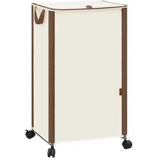 STORAGE MANIAC Rollender Wäschekorb mit Deckel, 100 l, großer hoher Wäschekorb mit Rollen und Griffen, ästhetischer schmutziger Wäschekorb für kleinen Raum, Wohnheim, Wohnung, College, Beige