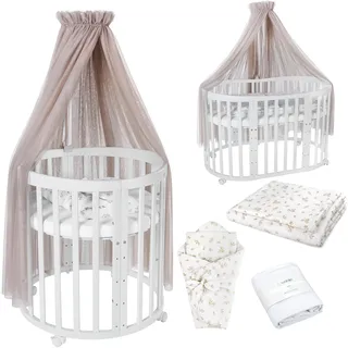 Waldin Babybett OWAL Kinderbett 7in1 mit Matratze, mitwachsendes Kinder-Bett