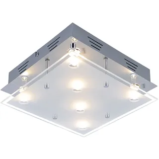 ESTO Deckenleuchte 6 flammig eckig gebürstet Glas