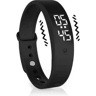 Uhr mit Vibrationsalarm, Alarm, Vibration, Aktivitätstracker mit 8 Alarmen, wiederholender Timer, Überwachung von Aktivität und Schlaf, 30 Tage, IP65, wasserdicht, Silikonband, hypoallergen