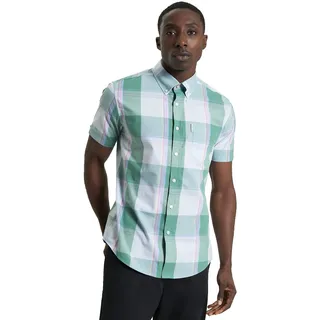 Ben Sherman Mehrfarbiges Herren-Hemd, kurzärmelig, Button-Down-Kragen, Mod Fit - L