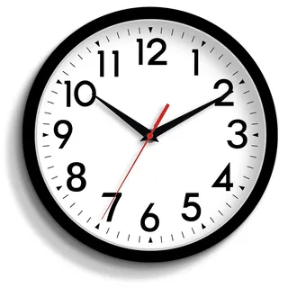 DAXSMY Wanduhr, 30,5 cm, leise, Nicht tickend, batteriebetrieben, analog, dekorativ, für Büro, Küche, Outdoor, Wohnzimmer, Klassenzimmer, Schlafzimmer, Badezimmer, Schule (schwarz)