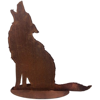 Gartendeko Heulender Wolf, H: 72cm im Rost Design, Rostfigur für den Garten