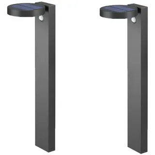 Reality Leuchten LED Solarleuchte, Bewegungsmelder, LED fest integriert, Warmweiß, 2er-Set Solar-licht Wegeleuchten mit Bewegungsmelder Garten beleuchten schwarz