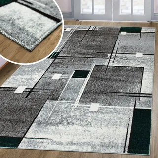 OTTO home Teppich OTTO HOME "Deblin" Gr. 1, grün (dunkelgrün), B:60cm H:9mm L:90cm, Kunstfaser, Teppiche, Teppich, weicher Flor, Kurzflor, Karo-Design, modern, geometrisches Muster
