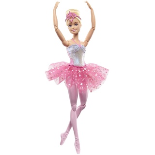 Barbie Dreamtopia Ballerina Puppe, Twinkle Lights Ballerina mit rosa Tutu und blonden Haaren, 5 Licht- und Soundeffekte, Bewegliche Barbie, 1 Barbiepuppe inklusive, HLC25