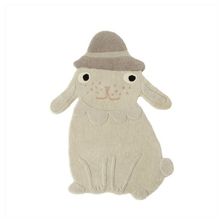 Kinderteppich Hopsi Rabbit Rug Offwhite, OYOY, 76 x 100 cm Naturweis Wolle Baumwolle Kinderteppich Spielteppich weiß