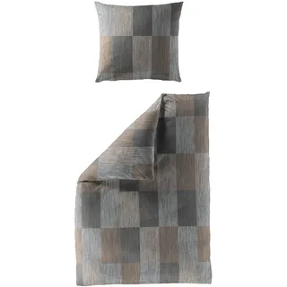 Bierbaum Bettwäsche 4142, Mako-Satin, 100% Baumwolle, Designed in Germany, kitt 80, 135x200 + 80x80 cm, mit Reißverschluss, 1 Bettbezug und 1 Kissenbezug