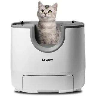 Loupurr Katzentoilette Selbstreinigende elektrische Katzentoilette, großes Fassungsvermögen offenes Design austauschbare Silikonfächer