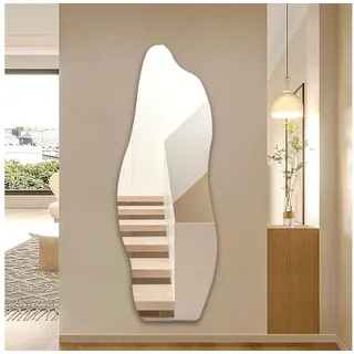 Hopibath Spiegel Flurspiegel ganzkörper Ganzkörperspiegel groß 165x60cm Rahmenlos (Dekospiegel Asymmetrisch, mit Splitterschutzfolie), für Wohnzimmer Schlafzimmer Badezimmer Kinderzimmer Hotel silberfarben