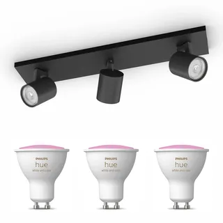 Philips Hue Runner Aufbauspot Mit 3 Lichtpunkten Gu10 (schwarz) Weißes Und Farbiges Licht - White And Color Ambiance