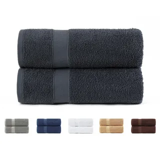 Todocama 2 große Badetücher, 100% Baumwolle, 550 g/m2, extra weich, sehr saugfähig und schnell trocknend, Maße 100 x 150 cm, Dunkelgrau