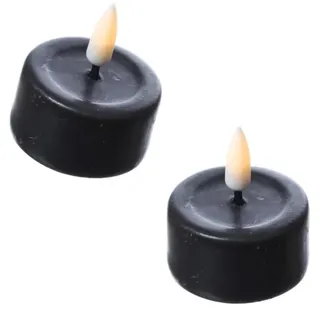 Deluxe Homeart 2x LED Teelichter Mia flackernd mit Batterien D: 4,1cm in schwarz | Gr.: onesize