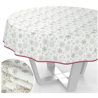 ANRO Tischdecke Weihnachten Rund 120 cm Weiß