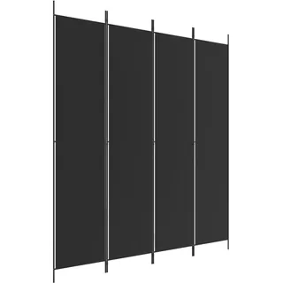 vidaXL 4-tlg. Paravent Schwarz 200x220 cm Stoff