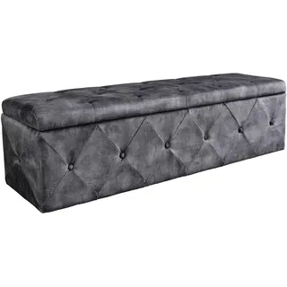 Riess Ambiente Chesterfield Bettbank EXTRAVAGANCIA - 140cm - grau - Samt mit Stauraum