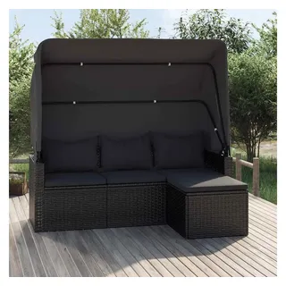 vidaXL 3-Sitzer Loungesofa schwarz