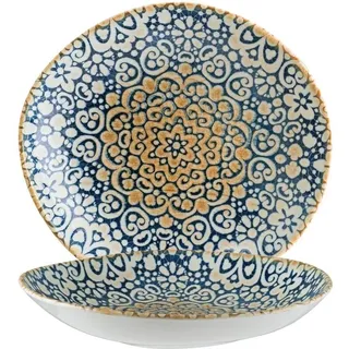6x Suppenteller Set Pastateller Speiseteller Geschirr Teller tief 26cm Bonna Alhambra Vago, Blau, Beige