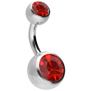 PIERCINGLINE Bauchnabelpiercing Titan Bananabell ZWEI KRISTALLE (Bananabells, 1-tlg) rot|silberfarben Stablänge: 6mm