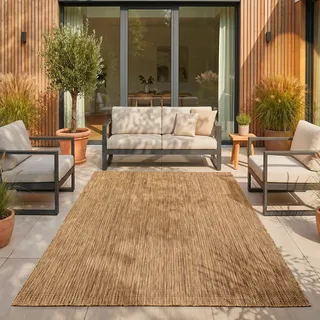 SIMPEX Outdoor Teppich Braun 200x280 cm Balkon Terrasse Garten Wetterfest UV-beständig Groß XL Einfarbig Flachgewebe Pflegeleicht Robust Modern