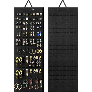 Lolalet Hängender Ohrring Organizer mit 20 Haken und 608 Löcher für Ohrringe, jewelry organizer Schmuckaufbewahrung Wand Ohrringe Kleiderbügel Piercing Ohrring Aufbewahrung - Schwarz, 1 Stück