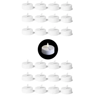 Novaliv 24x Teelichter mit Timer - Warmweiß LED Teelicht mit Flamme flackernd 3D - 6cm Durchmesser für Batterie CR2032 - Teelichter groß LED Kerzen LED-Beleuchtung mit Timerfunktion - Sparset