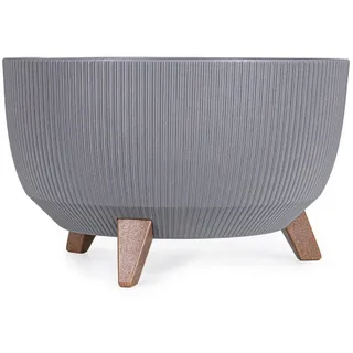 KONZEPT Blumentopf mit Füßen – großer Blumenkübel aus Kunststoff, runde Pflanzschale, 40 oder 47cm, modern & wetterfest, für Innen und Außen grau Ø 47 cm