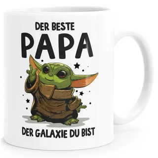 MoonWorks® Kaffee-Tasse Papa Sprüche Geschenk Vatertag Lustig Motiv Baby-Yoda mit Spruch Bester Papa weiß standard