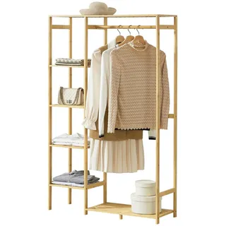 [en.casa] Garderobenständer Eurajoki 139 x 100 x 40 cm Bambus Natur