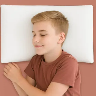 KNERST® Kinderkopfkissen - Ergonomisches Kissen Kinderzimmer mit Memory-Schaum - Kissen 40x60x8,5 cm ideal als Kinderkissen - Kopfkissen 40x60 für erholsamen Schlaf inkl. Kissenbezug - für Kinder