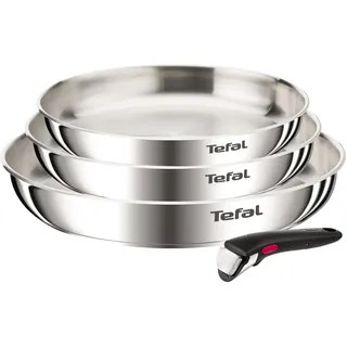 Tefal Ingenio Emotion Pfannen-Set, 3-teilig, 22/24 / 28 cm + abnehmbarer Griff, Edelstahl, unbeschichtet, induktionsgeeignet, backofenfest, spülmaschinengeeignet