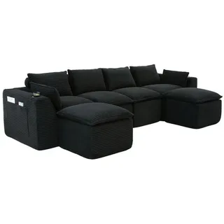 Meubliv Sofa, Schwarz, Kunststoff, 161x75x256 cm, Wohnzimmer, Sofas & Couches, Wohnlandschaften, Wohnlandschaft U-Form