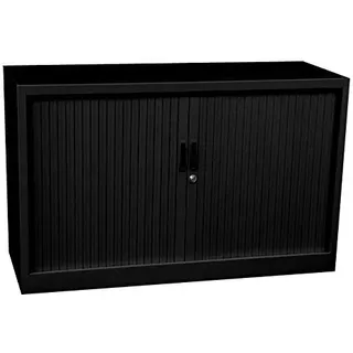 Lüllmann Querrollladenschrank Schwarz 105x120x46cm Sideboard Stahl Büro | Komplett montiert, Aktenschrank, Rollladenschrank, 555139