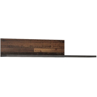 Lomadox Wandregal NELSON-129, in grau mit Holz Nb., Jugendzimmer Wandregal, B/H/T ca. 120/22,2/22 cm braun