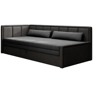 MOEBLO Schlafsofa FULO, Daybett Tagesbett Jugendbett Sofa mit Bettfunktion Couch für Wohnzimmer Polstersofa Wohnlandschaft, mit Schlaffunktion und Bettkasten grau|schwarz