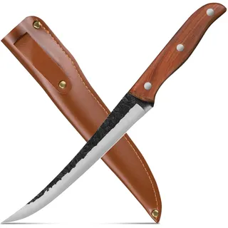 Ausbeinmesser Profi Filetiermesser Fisch Scharf: Metzgermesser Schmieden Outdoor Messer Fleischermesser 17.5 cm