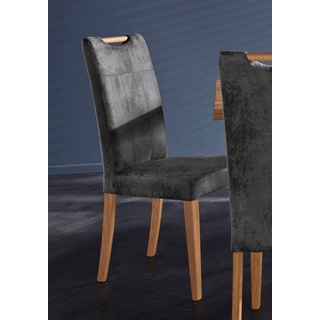 Stuhl HOME AFFAIRE "Roberta" Stühle Gr. B/H/T: 47 cm x 99 cm x 61 cm, 2 St., Microfaser, grau (buffalo anthrazit) 4-Fuß-Stuhl Esszimmerstuhl Polsterstuhl Esszimmerstühle Stühle Bezug aus strapazierfähiger Microfaser