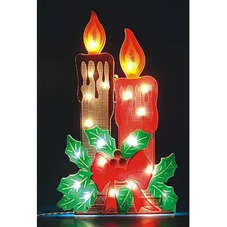 Fensterbild Weihnachtsbaum Fensterdeko beleuchtet Weihnachtsmann Kerzen