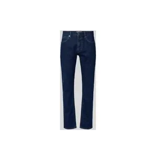 Straight Fit Jeans mit Logo-Patch, Dunkelblau, 31/32